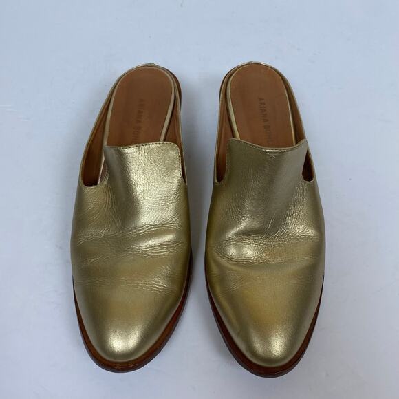 Ariana Bohling Sami Gold Leather Slip On Classic Heeled Mule Shoe US 8.5 EU 39 - Picture 4 of 12